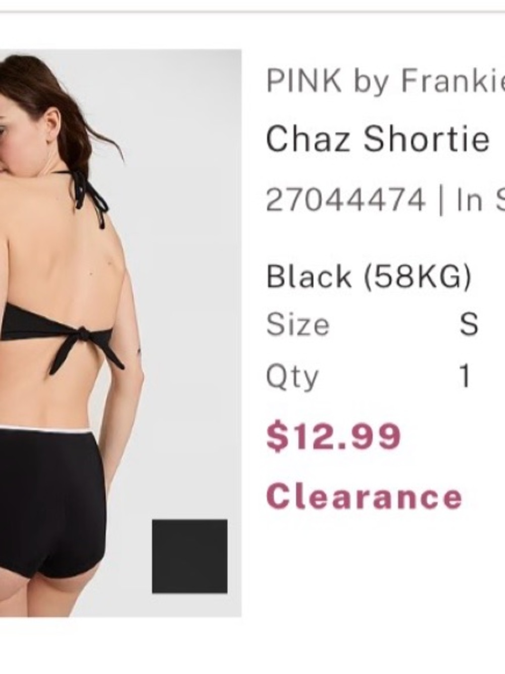 Frankie's Bikinis Chaz Shortie Swim Bottoms - Black